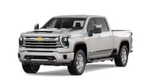 A white 2024 Chevy Silverado 2500 HD High Country is angled left.