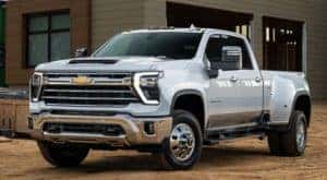 A white 2024 Chevy Silverado 3500 HD is shown angled left.