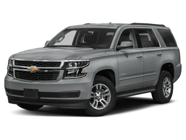 Front angled view of a grey 2020 Chevy Tahoe