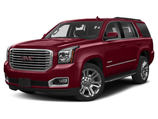 Front angled view of a red 2020 GMC Yukon