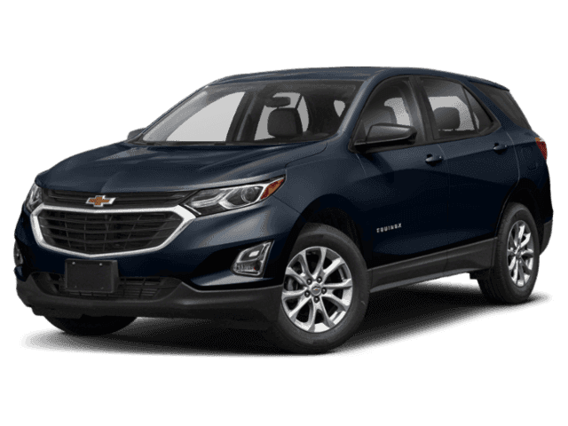 Front angled view of a dark blue 2019 Chevy Equinox LS