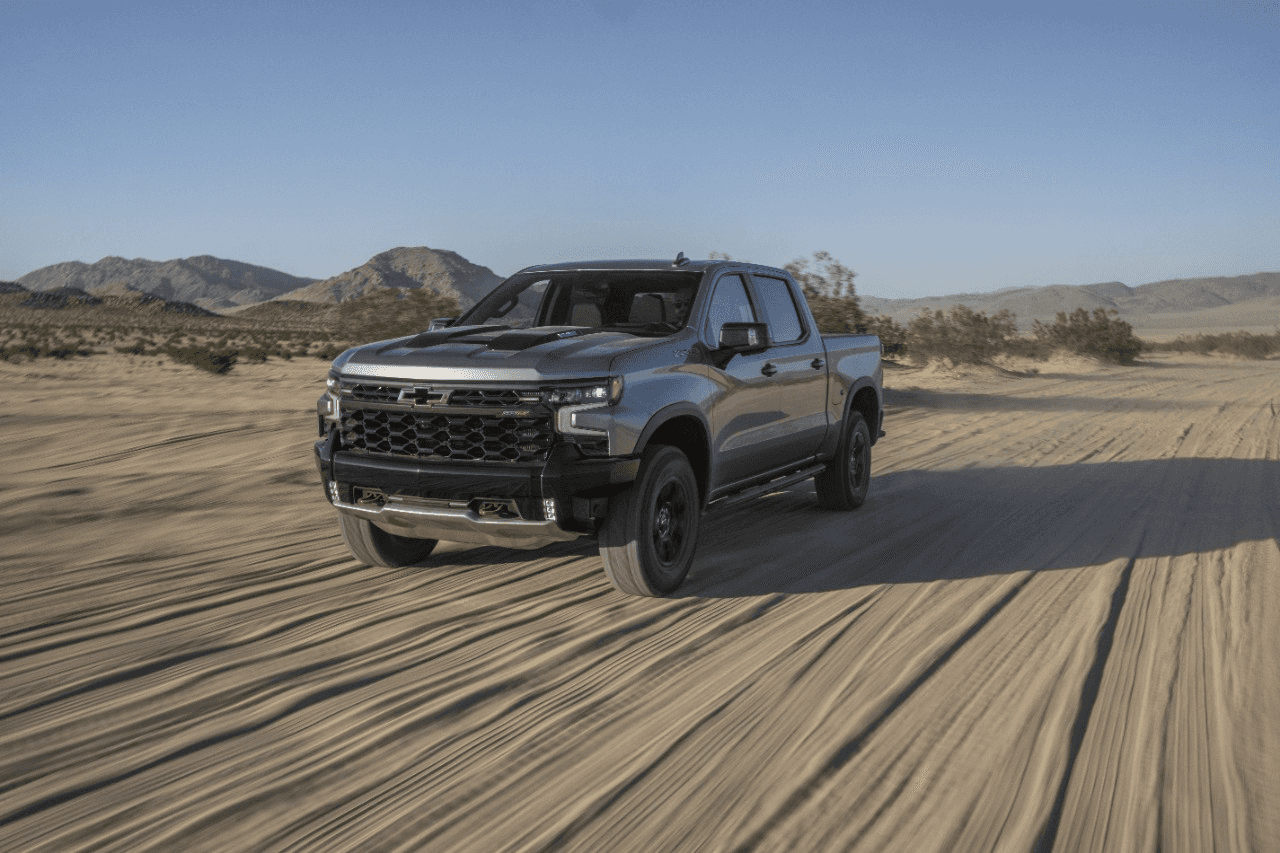 2024 Chevy Silverado ZR2 driving through the desert