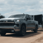 2024 Chevy Silverado 1500 towing on a dirt road