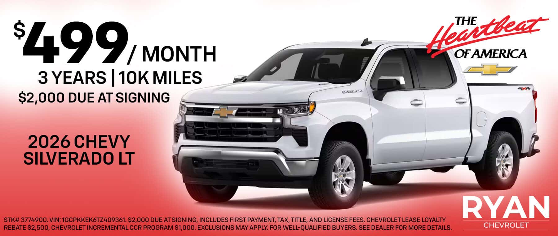 Heartbeat of America $499 Lease Special