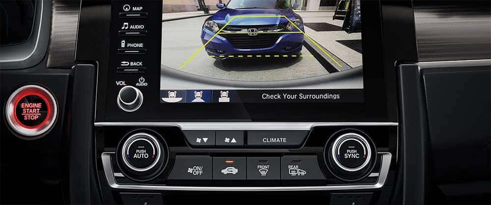 Rear camera view on the infotainment screen of a 2019 Honda Civic