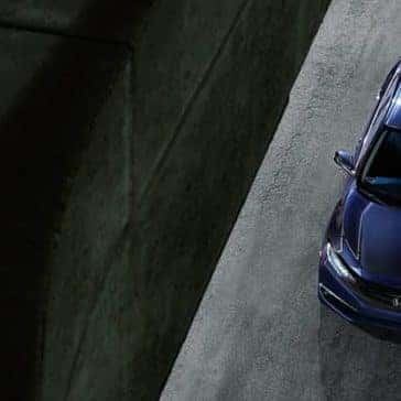 Top view of a blue 2020 Honda Civic driving
