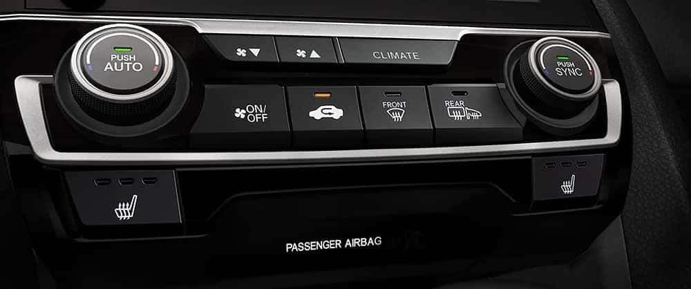 Temperature controls inside a 2020 Honda Civic
