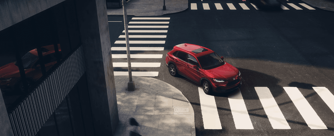 Overhead view of the 2025 Honda HR-V between crosswalks