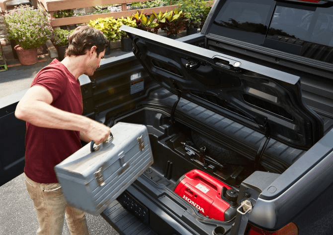 2026 Honda Ridgeline in-bed trunk open