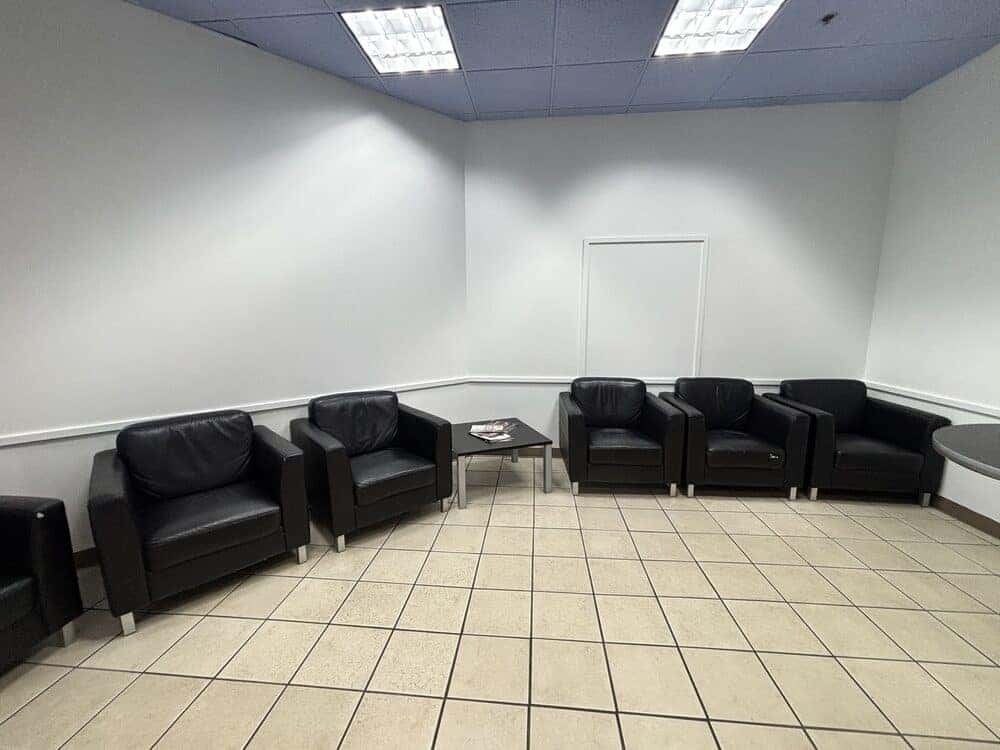 Customer waiting lounge with seating