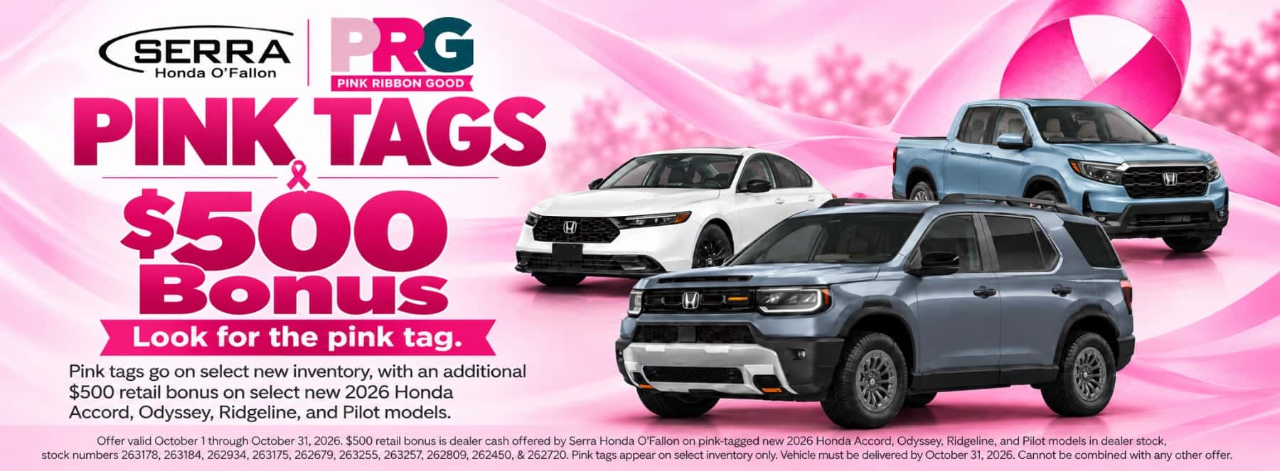 Serra Honda O'Fallon October 2026 Pink Tag Incentive