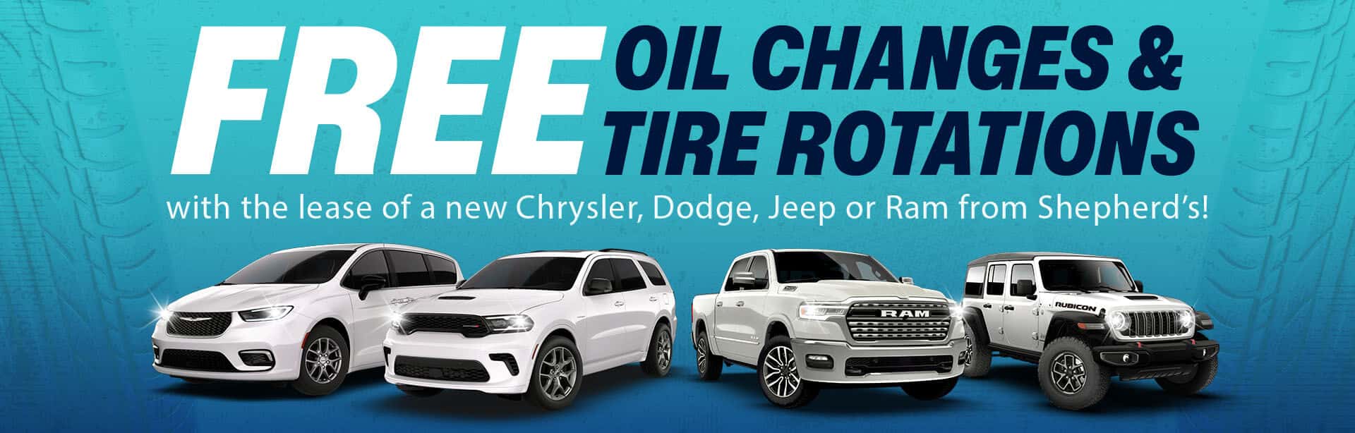 Free Oil Change and Tire Rotations when you Lease with Shepherd's in Auburn!