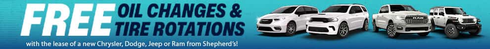 Free Oil Change and Tire Rotations when you Lease with Shepherd's in Auburn!