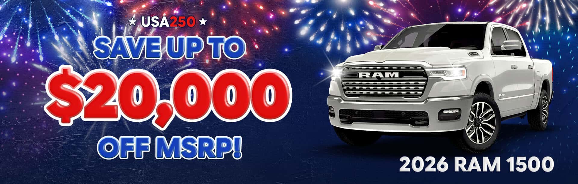Special rebate offer on a New RAM 1500 near Angola, Indiana