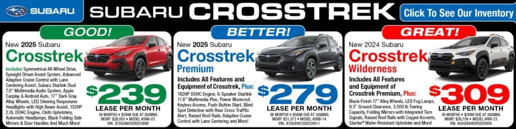 New 2025 Subaru Crosstrek, 2025 Crosstrek Sport, 2024 Crosstrek Wilderness