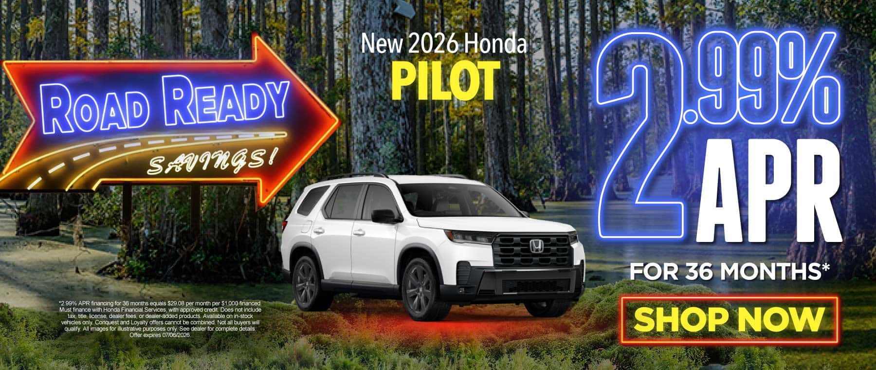 New 2026 Honda Pilot 2.99% APR for 36 Months*