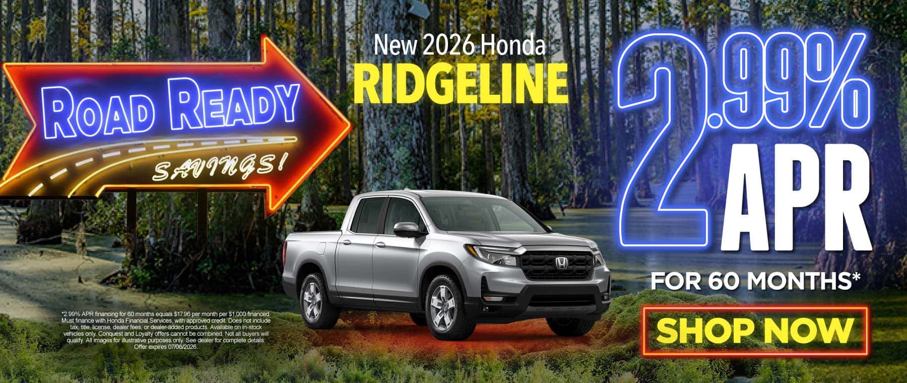 New 2026 Honda Ridgeline 2.99% APR for 60 Months*
