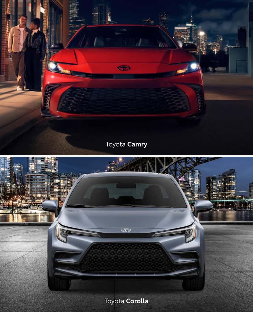 Toyota Camry and Toyota Corolla Front Hood View
