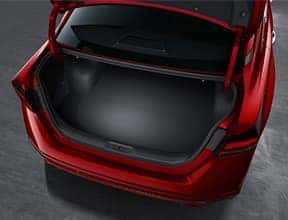The trunk of a red car