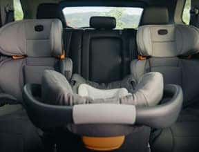 Back seat of a car with car seats