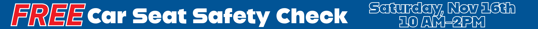 A blue banner with white text