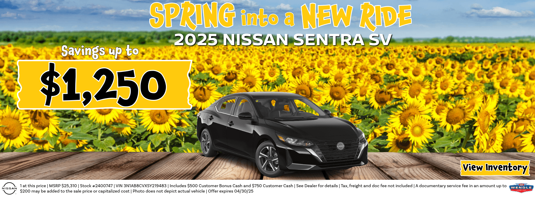 A car parked in front of a field of sunflowers