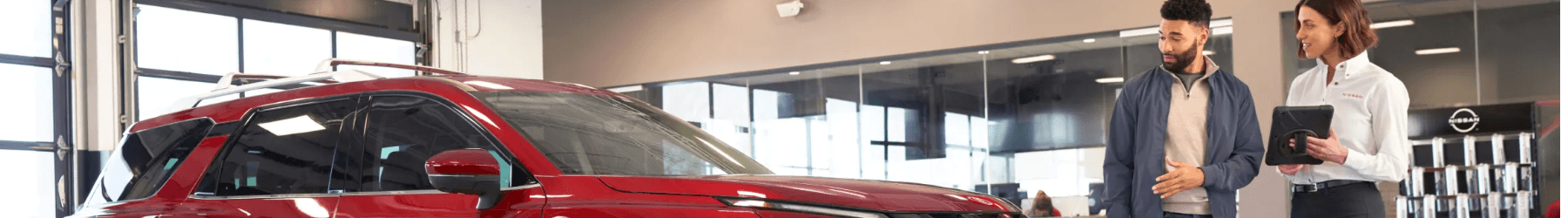A red car in a building