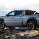A truck on a rocky hill