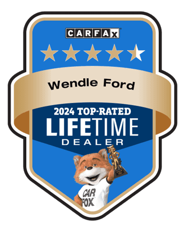 A CARFAX award badge recognizing Wendle Ford as a 2024 Top-Rated Lifetime Dealer.