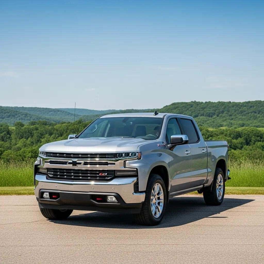 Chevrolet Silverado 1500 parked in a scenic Wisconsin landscape, showcasing its robust design