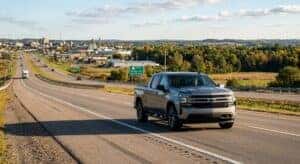 Chevrolet truck with worn brakes being driven toward Merrill from the Wausau area on central Wisconsin highway for certified repair
