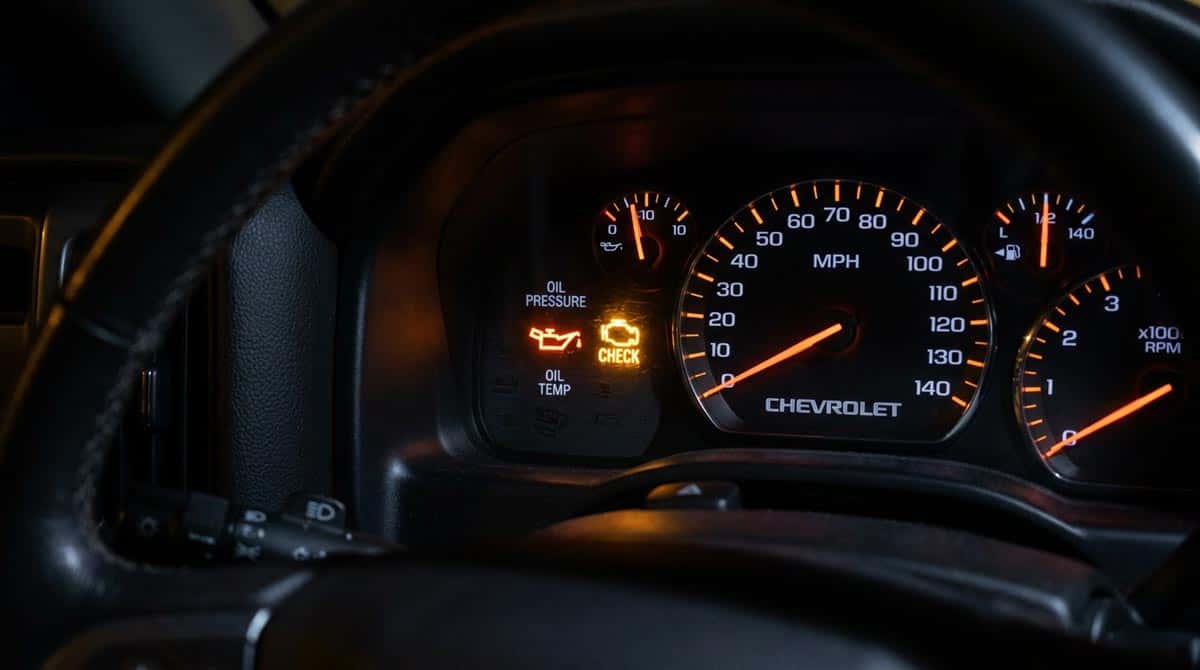 Chevrolet Silverado 6.2L V8 engine bay close-up showing oil fill cap and engine components during an oil service