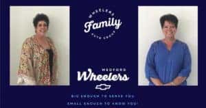 Two women with short hair on Wheelers family ad