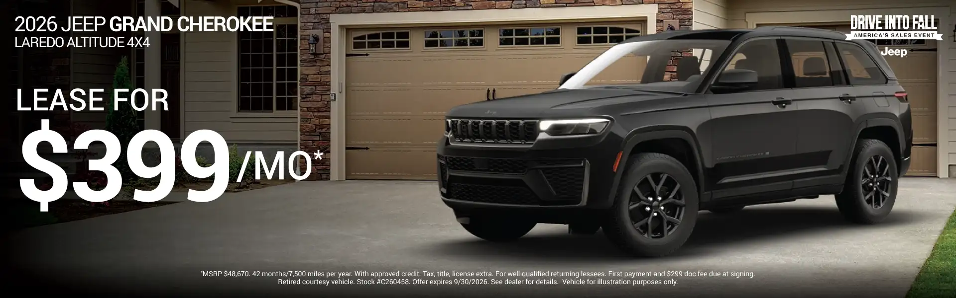 2026 JEEP GRAND CHEROKEE LAREDO ALTITUDE #C260458 - Lease for $399/month for 42 months/7,500 per year*